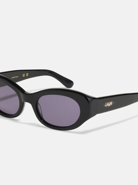 Ganni Glossy Black Cat-Eye Sunglasses with Dark Lenses main image 4